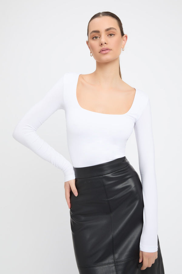 kookai Donna Long Sleeve Top White