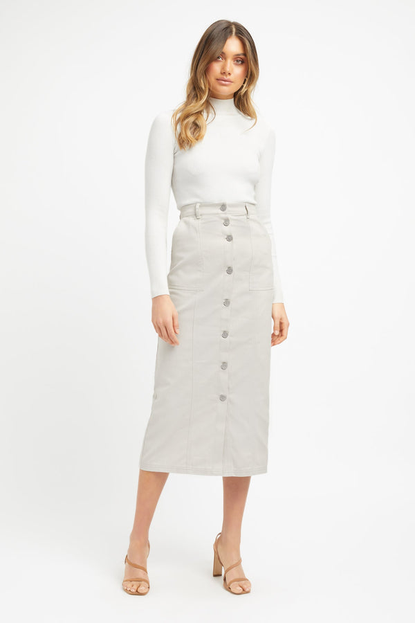 kookai Dublin Midi Skirt Stone