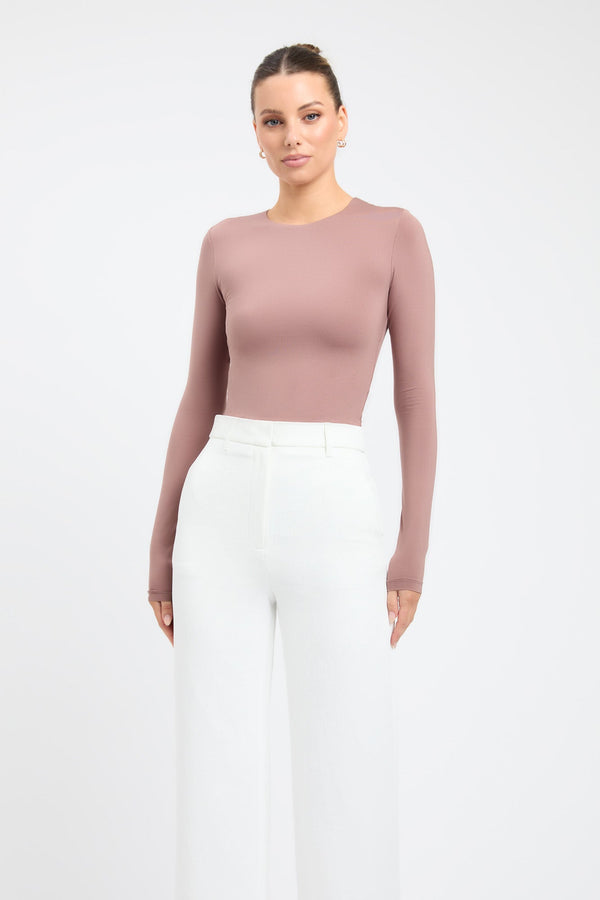 Kookai Elina Long Sleeve Bodysuit Deep Taupe