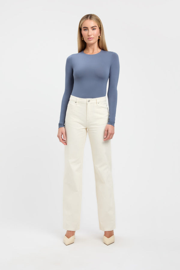 kookai Elina Long Sleeve Bodysuit Steel Blue