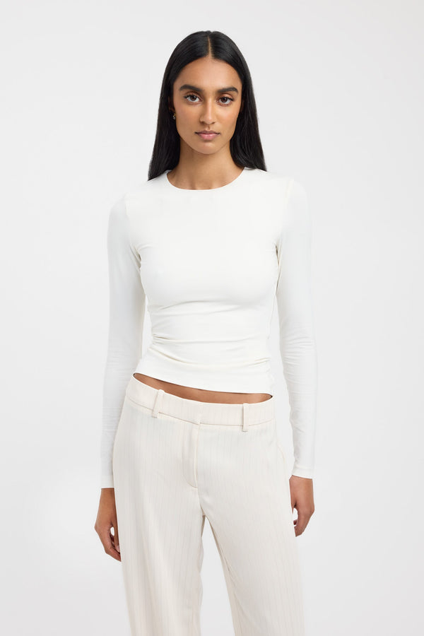 Kookai Elina Long Sleeve Top Coconut Milk