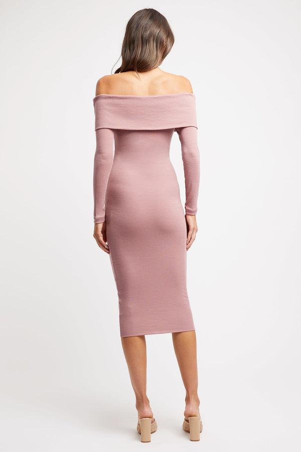 Kookai Elise Long Sleeve Midi Dress Dark Mauve