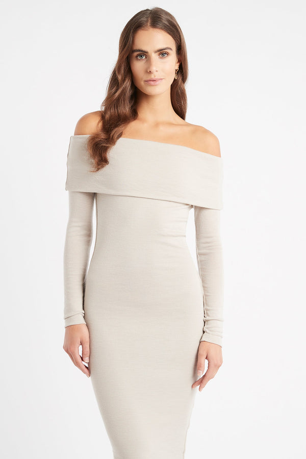 Kookai Elise Long Sleeve Midi Dress Fog