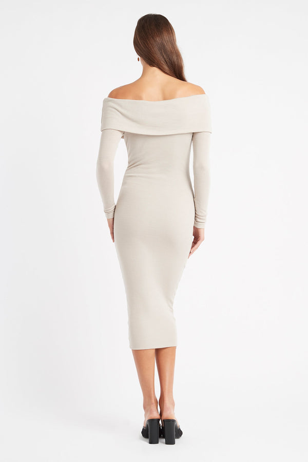 Kookai Elise Long Sleeve Midi Dress Fog