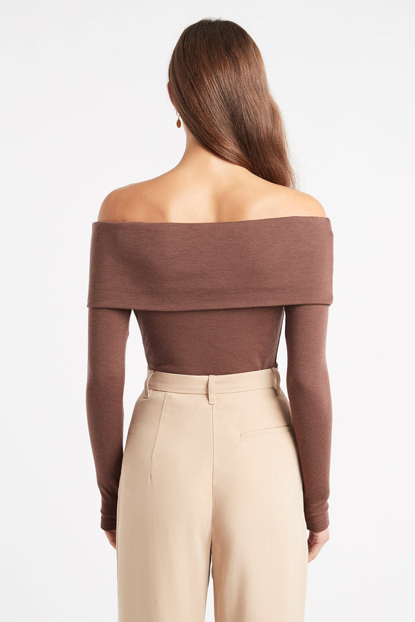 Kookai Elise Long Sleeve Top Brunette