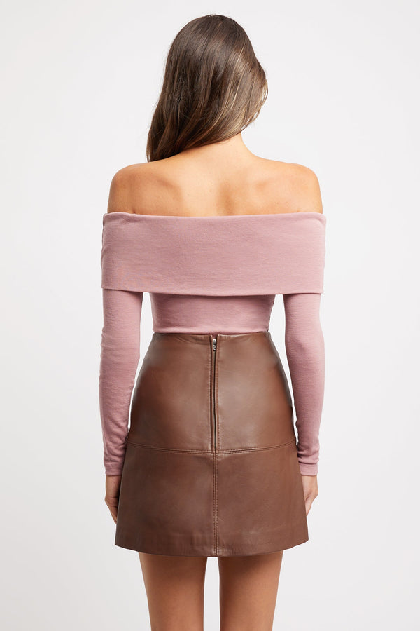 Kookai Elise Long Sleeve Top Dark Mauve