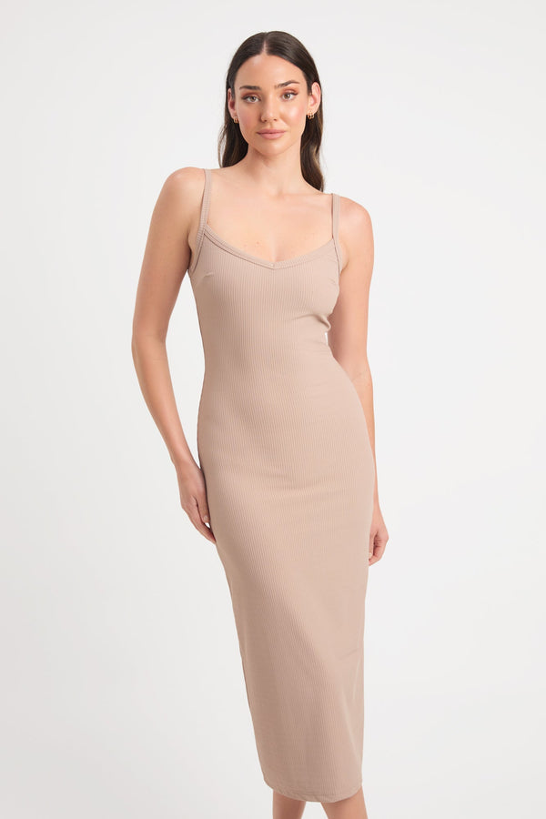 Kookai Ellery Midi Dress Taupe