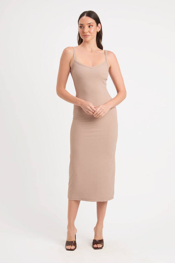 kookai Ellery Midi Dress Taupe