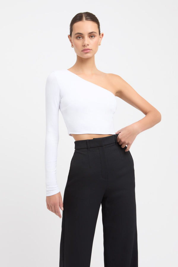 kookai Emilia One Shoulder Top White