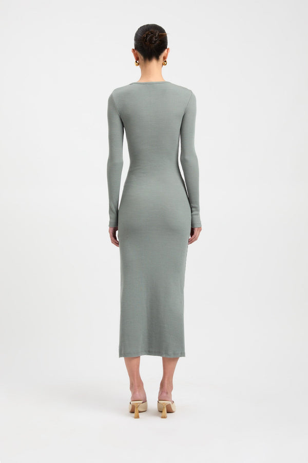 Kookai Emmett Merino Wool Dress Agave Green