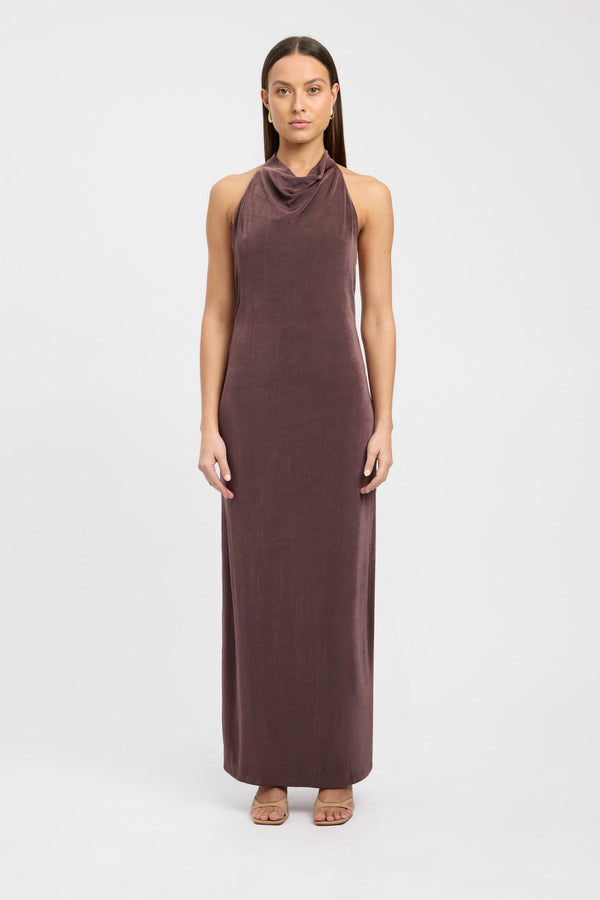 kookai Erica Halter Dress Brownie
