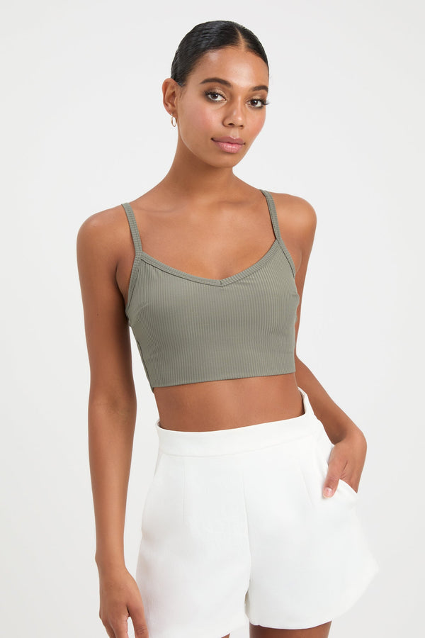 kookai Erica Super Crop Khaki