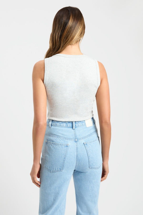 Kookai Erin Long Line Tank Light Grey Marle