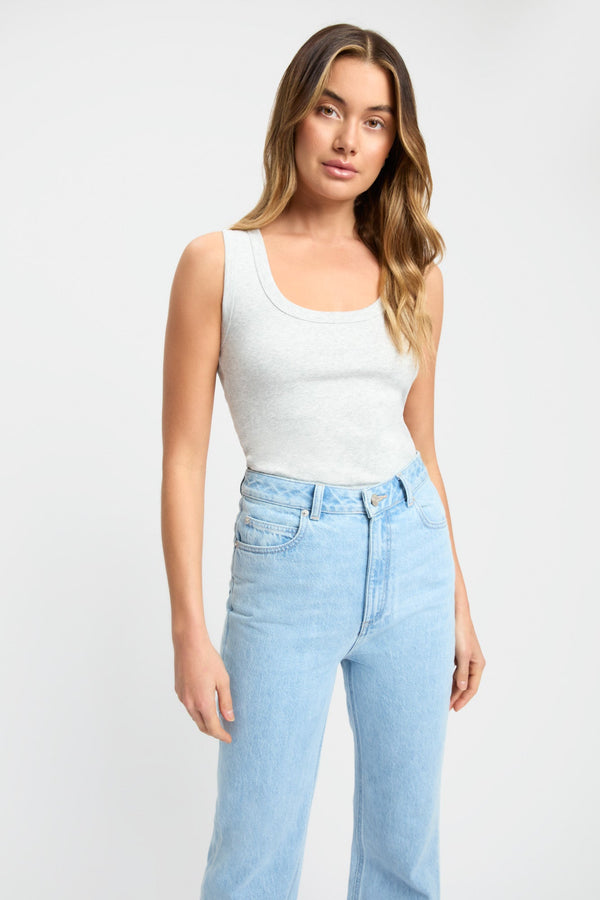 kookai Erin Long Line Tank Light Grey Marle