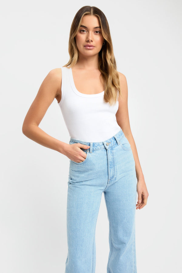 kookai Erin Long Line Tank White