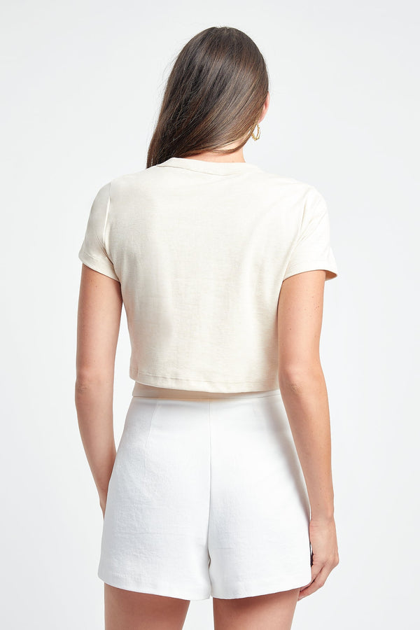 Kookai Essential Crop Tee Oat Marle