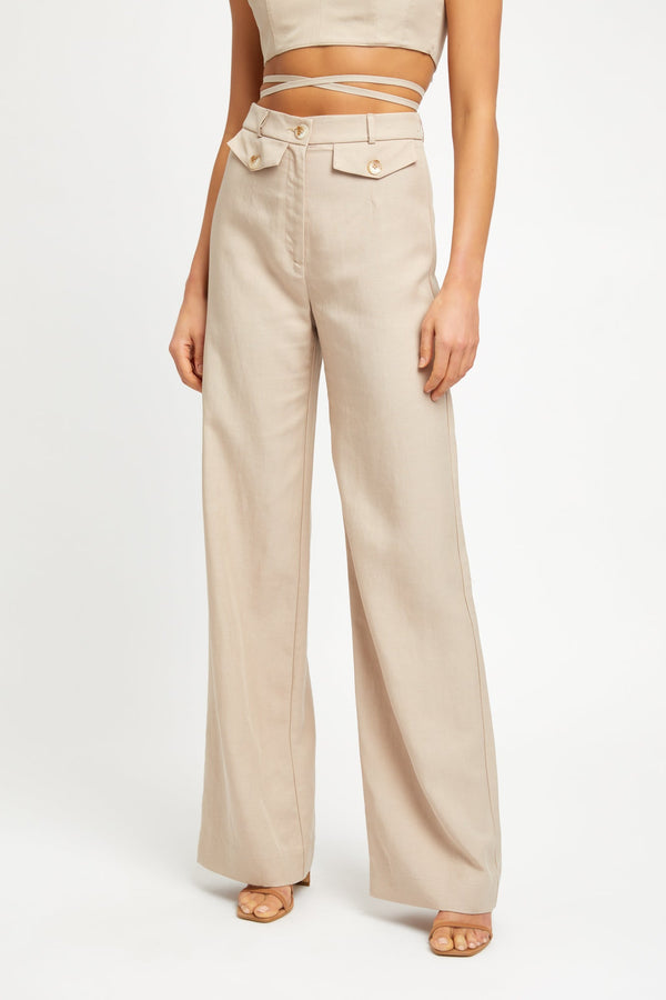 Kookai Fenton Wide Leg Pants Oat