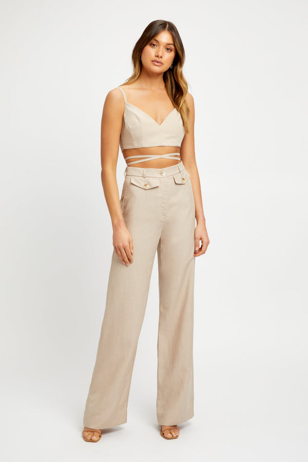 kookai Fenton Wide Leg Pants Oat