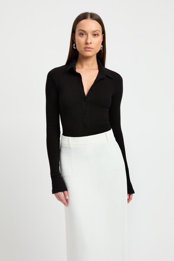 Kookai Finlay Long Sleeve Top Black