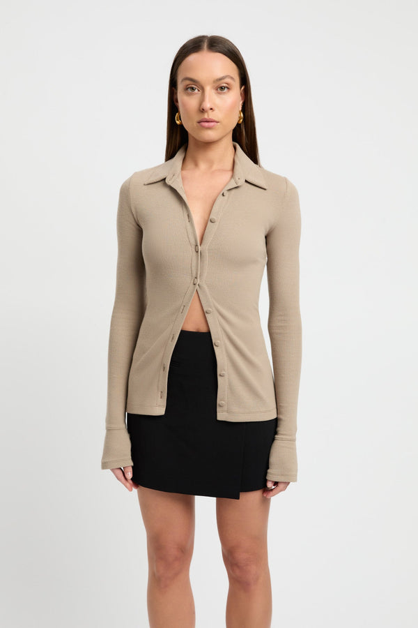 Kookai Finlay Long Sleeve Top Brindle