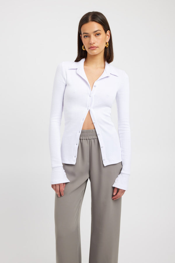 Kookai Finlay Long Sleeve Top White