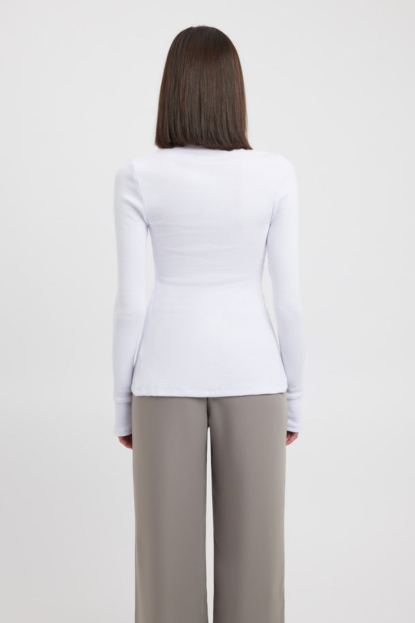 Kookai Finlay Long Sleeve Top White