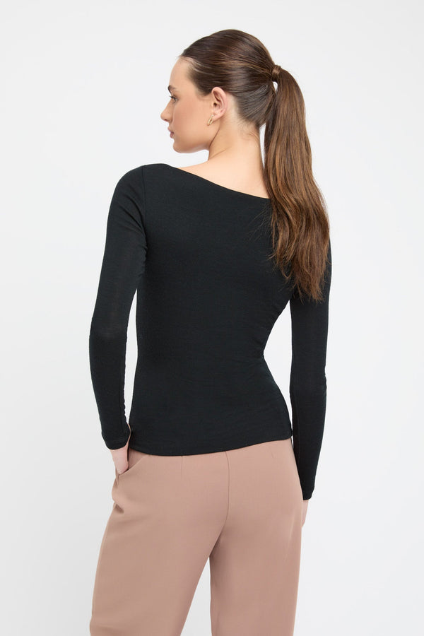 Kookai Flora Long Sleeve Top Black