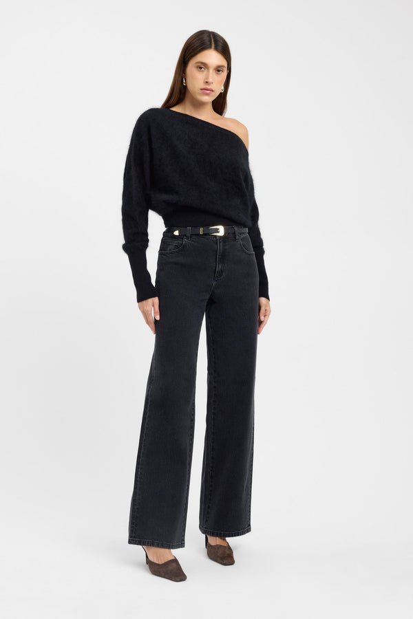 kookai Geneva One Shoulder Jumper Black