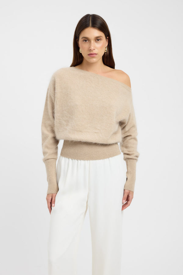 Kookai Geneva One Shoulder Jumper Fawn