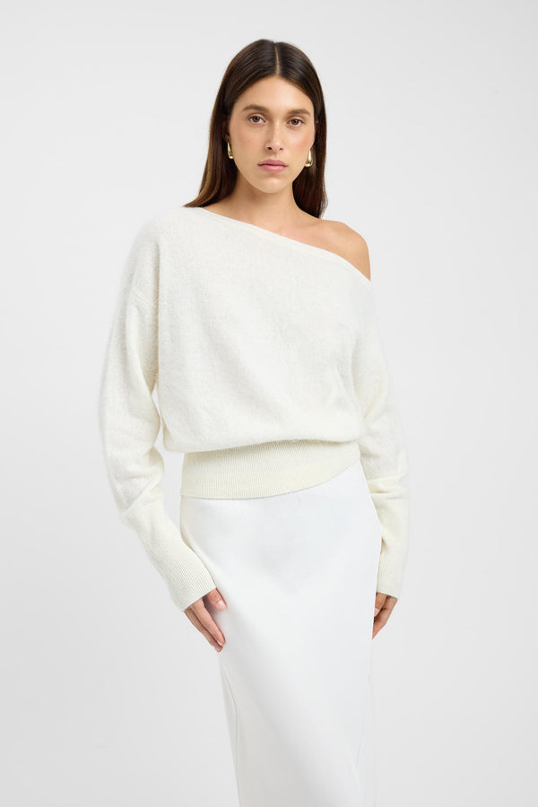 Kookai Geneva One Shoulder Jumper Winter White