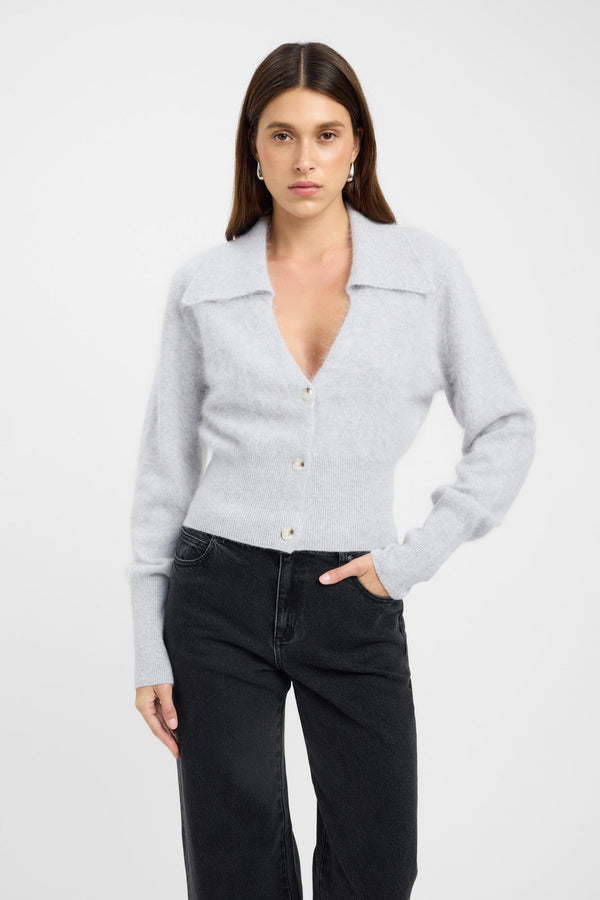 Kookai Geneva Polo Jumper Light Grey Marle
