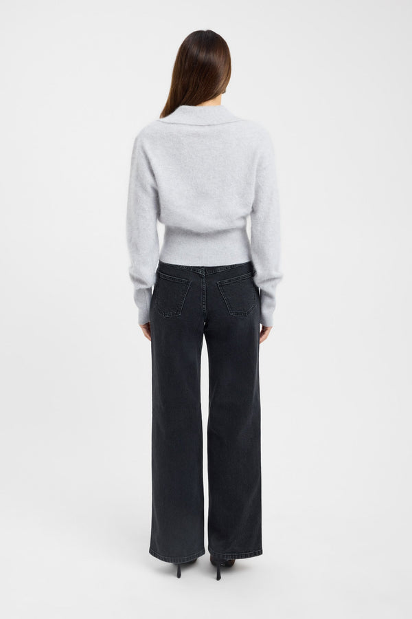 Kookai Geneva Polo Jumper Light Grey Marle