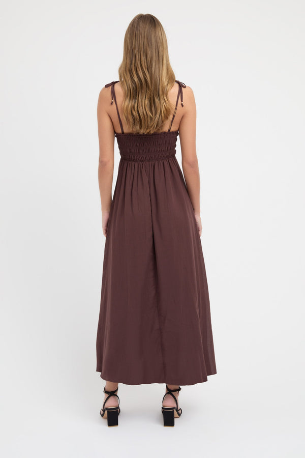 Kookai Georgette Day Dress Dark Chocolate