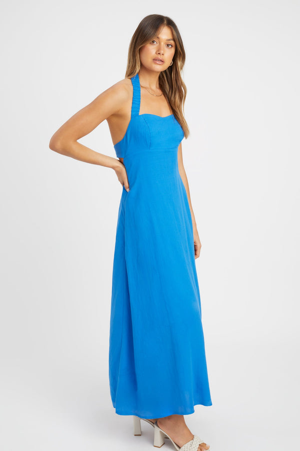 Kookai Georgette Halter Dress Cobalt