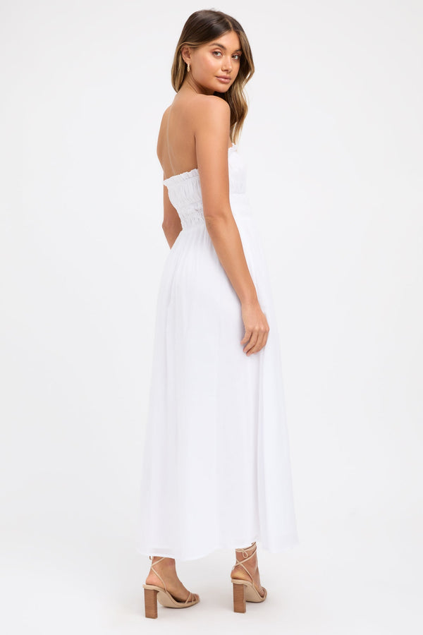 Kookai Georgette Strapless Dress White
