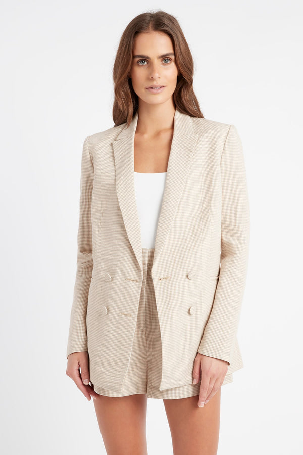 Kookai Gingham Blazer Natural
