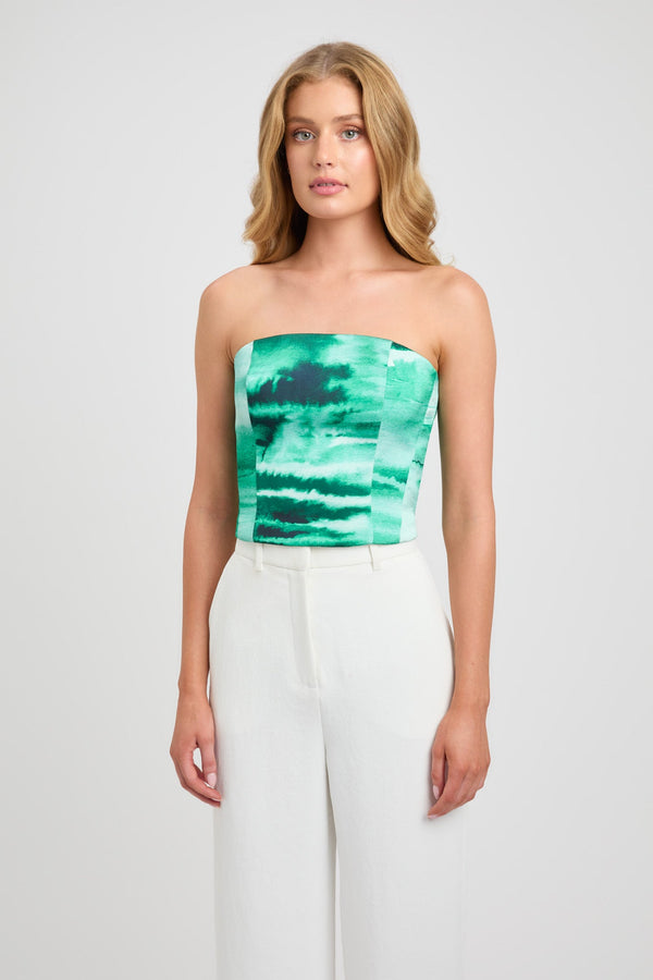 Kookai Gwen Strapless Top Green