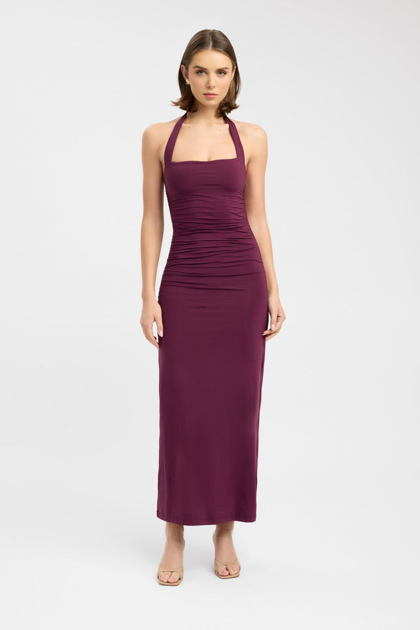 kookai Hailey Halter Dress Plum