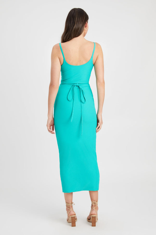 Kookai Hanson Midi Dress Aqua Green