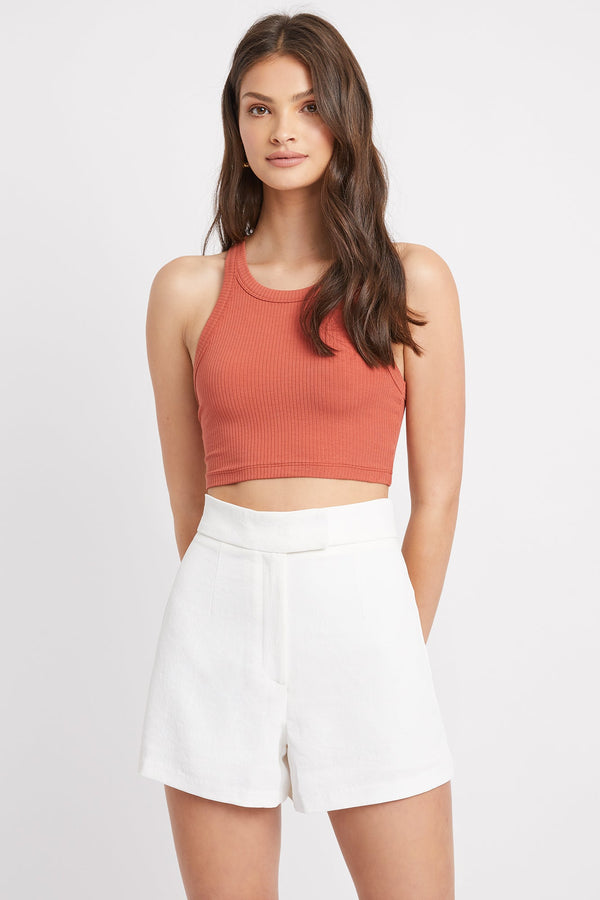 kookai Harlow Racer Crop Burnt Ochre