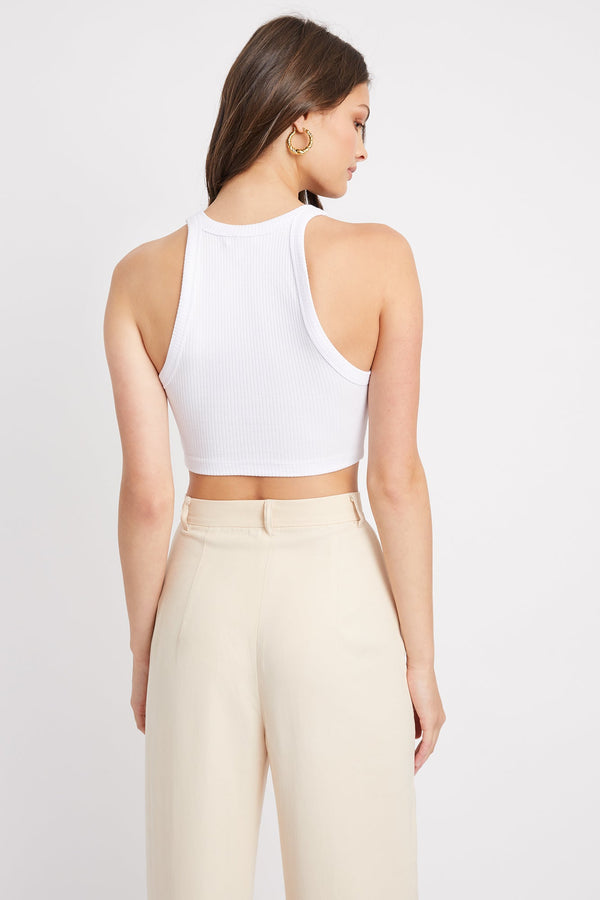 Kookai Harlow Racer Crop White