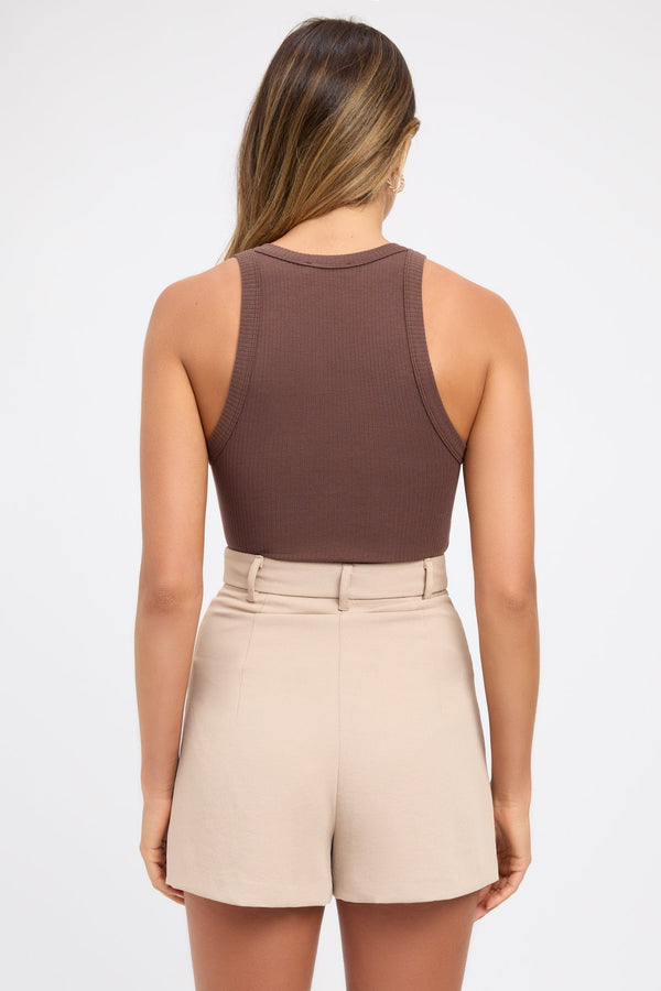 Kookai Harlow Racer Tank Chocolate