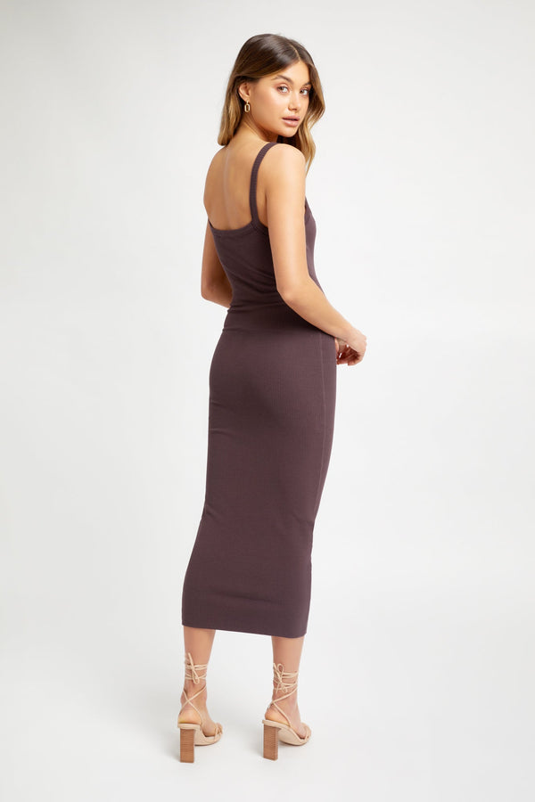 Kookai Harper Midi Dress Dark Mahogany