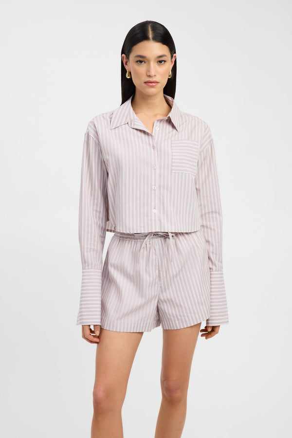 Kookai Harvey Cropped Shirt Mushroom