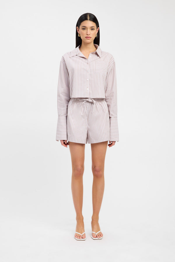 kookai Harvey Cropped Shirt Mushroom