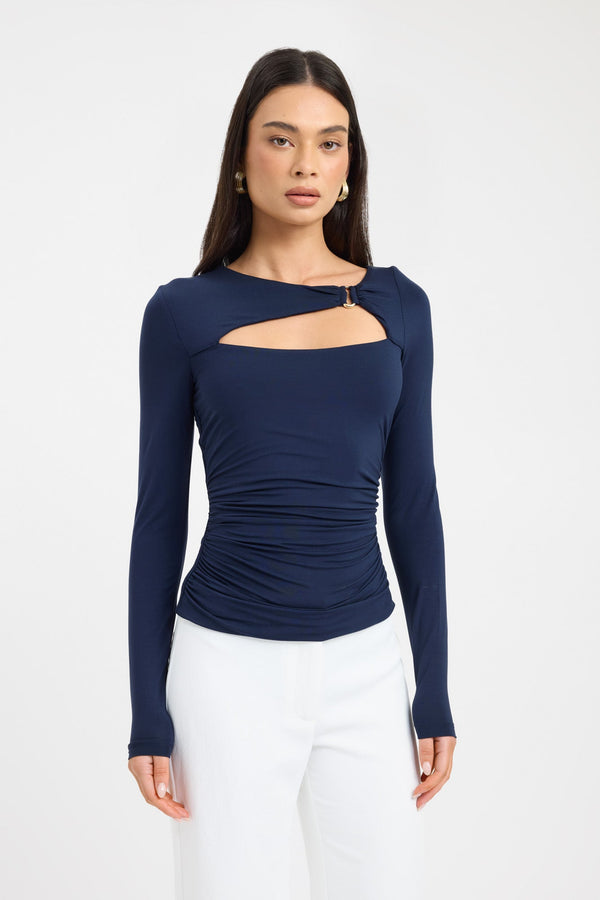 Kookai Havana Long Sleeve Top Navy