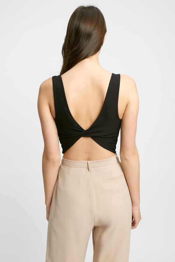 Kookai Hayley Twist Back Crop Top Black