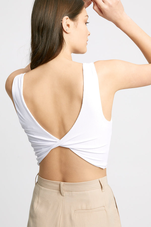 Kookai Hayley Twist Back Crop Top White