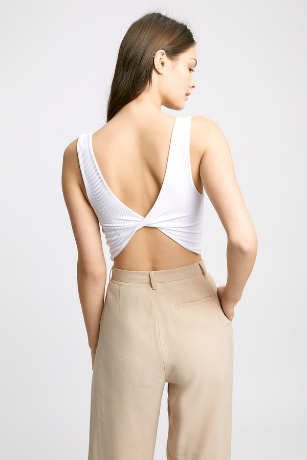 Kookai Hayley Twist Back Crop Top White