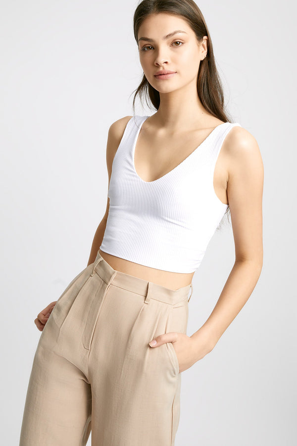 kookai Hayley Twist Back Crop Top White